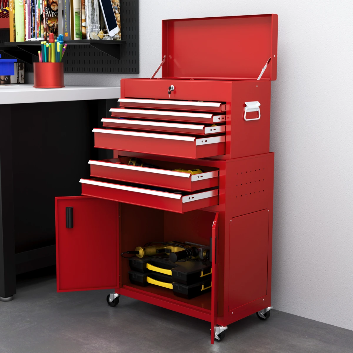 HOMCOM Tool Chest Large On Wheels For Home Garage by HOMCOM