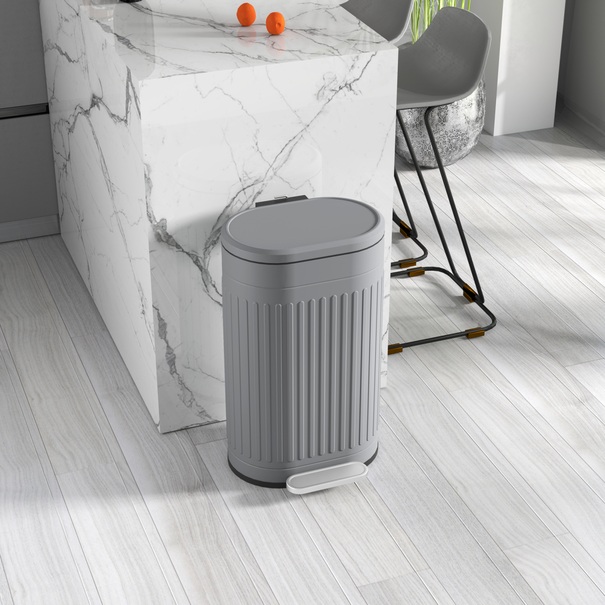 HOMCOM 20L Pedal Bin, Metal Kitchen Bin with Soft-close Lid - from HOMCOM