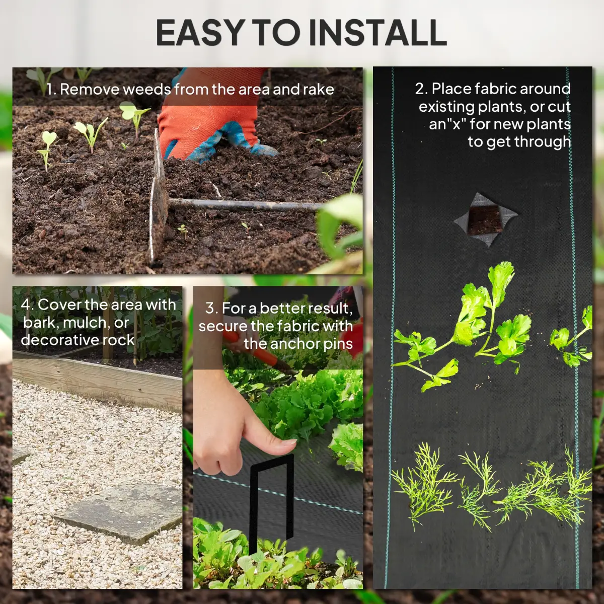Outsunny Outsunny 1x50m Weed Barrier Fabric Durable Convenient Design Weed Block Mat - Barrier Mats