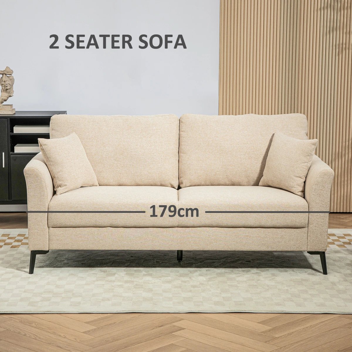HOMCOM Accent Chair Medium Linen Fabric With Wood Frame And Metal Legs High Density Cushions For Living Room by HOMCOM