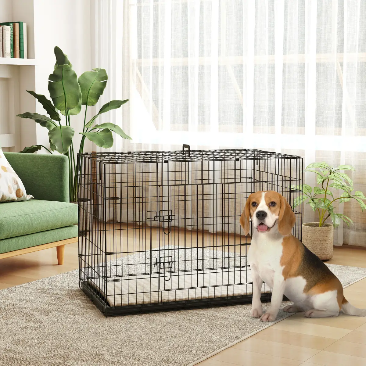 PawHut PawHut Dog Crate with 2 Doors, Tray, Soft Cushion, for Extra Small Dogs - Dog Crate