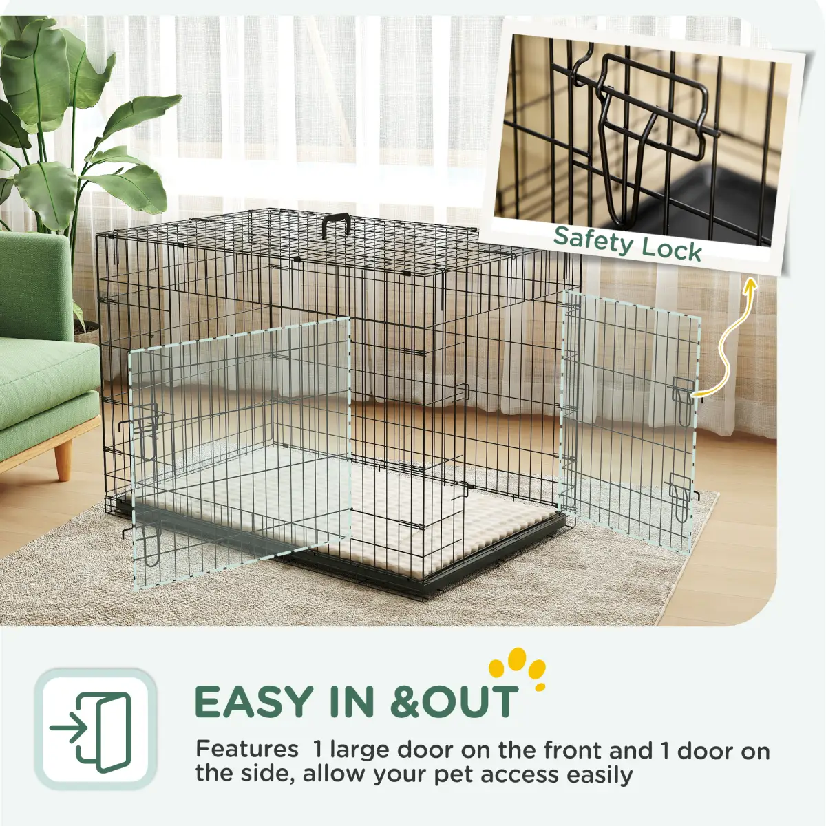 PawHut PawHut Dog Crate with 2 Doors, Tray, Soft Cushion, for Extra Small Dogs - Dog Crate