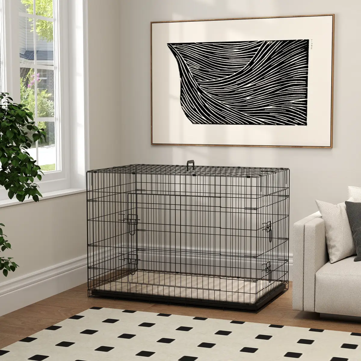 PawHut PawHut Dog Crate with 2 Doors, Tray, Soft Cushion, for Extra Small Dogs - Dog Crate