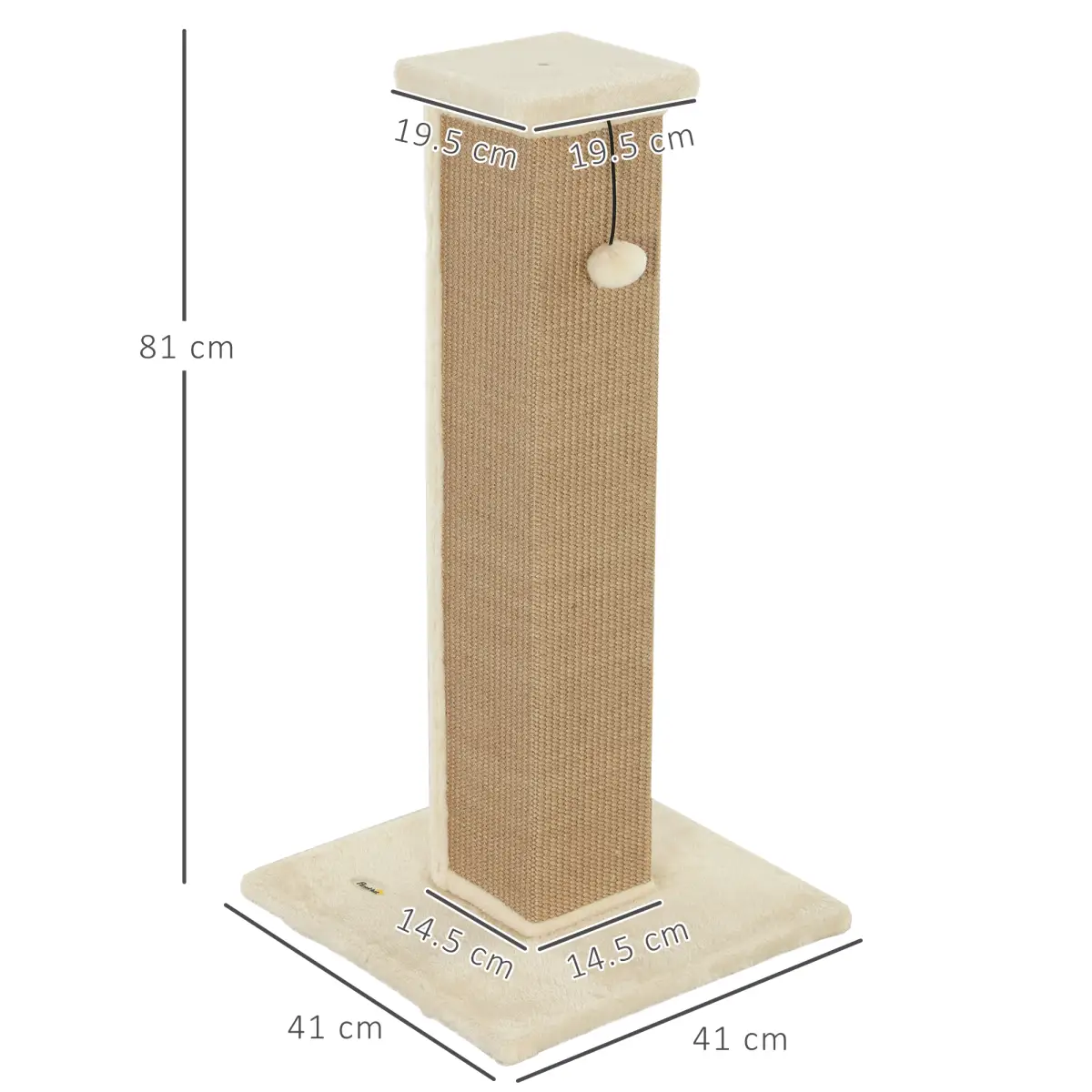 PawHut PawHut 81cm Cat Scratching Post w/ Sisal Rope, Hanging Ball Soft Plush - Cat Tree