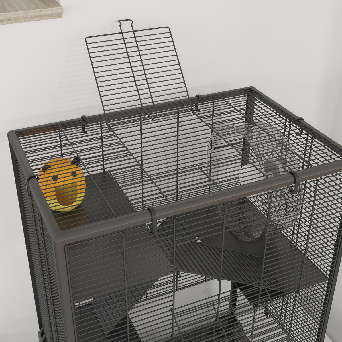 PawHut 4 Tiers Hamster Cage with Deep Tempered Glass Bottom, 60 x 40 x 80cm - from PawHut