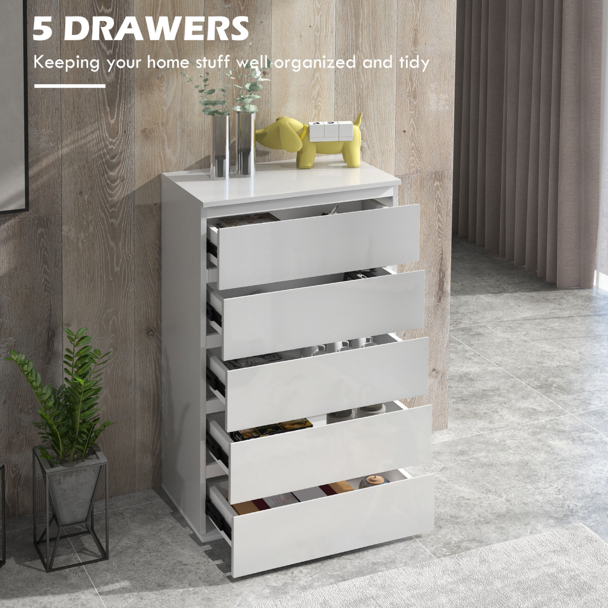 HOMCOM White 4 Drawer Dresser Compact With Soft Close Drawers For Bedroom Organization And Storage by HOMCOM