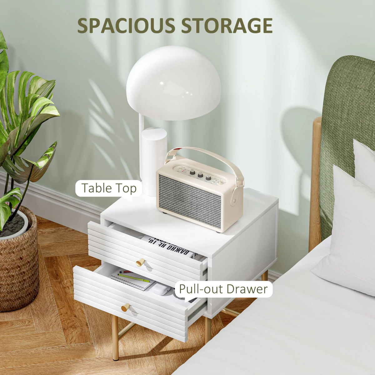 HOMCOM HOMCOM Bedside Tables Set Of 2 2 Drawers Bedroom - Bedside Table