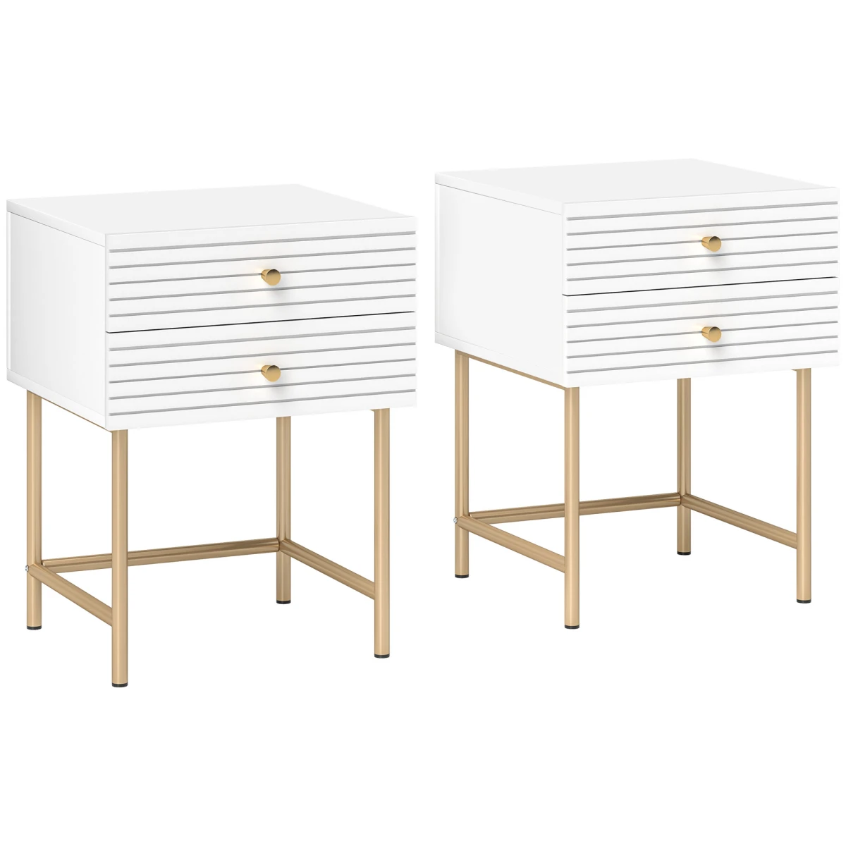 HOMCOM Bedside Tables Set Of 2 2 Drawers Bedroom by HOMCOM