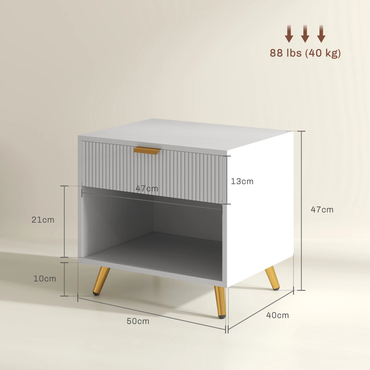 HOMCOM Side Table Small Drawer Nightstand by HOMCOM