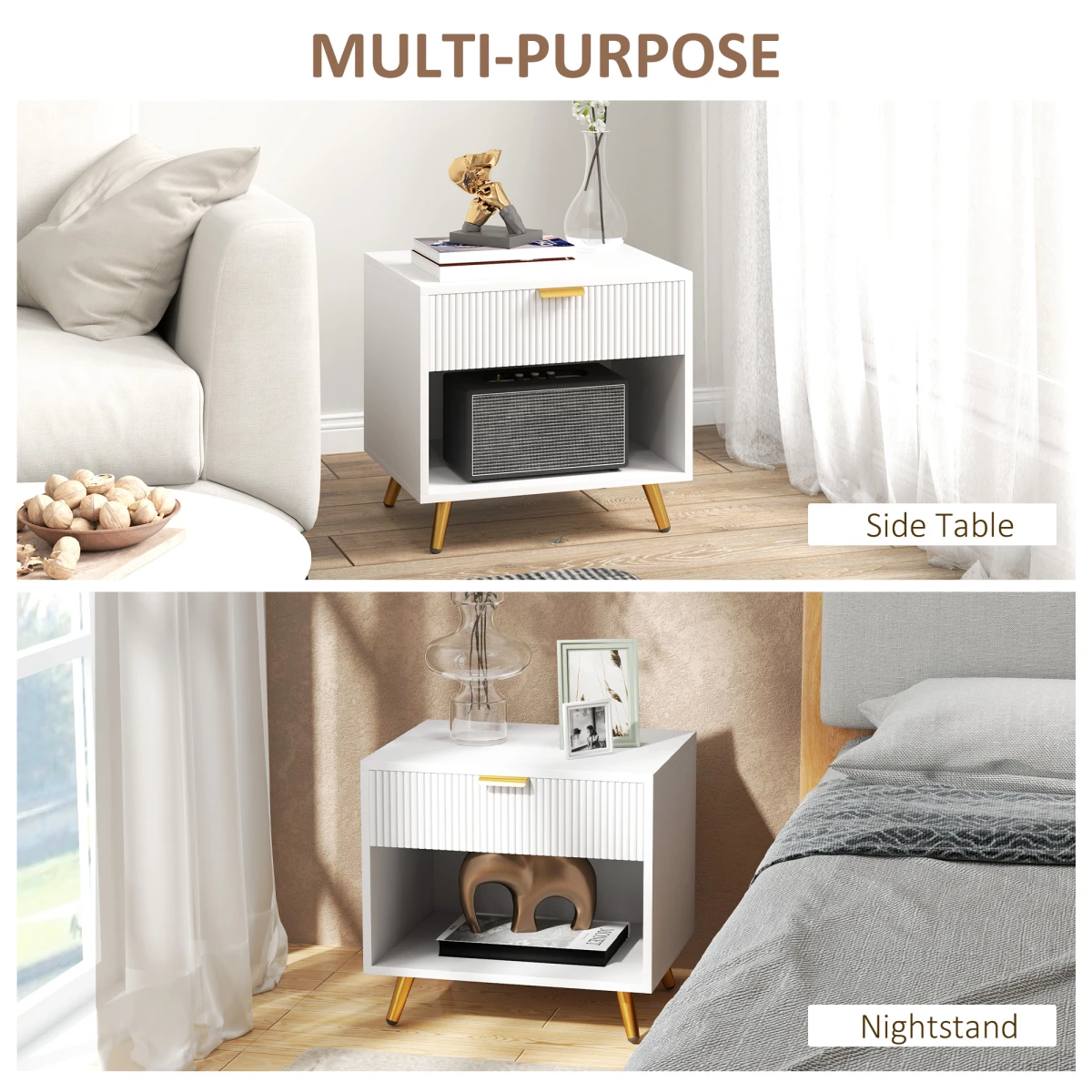 HOMCOM Side Table Small Drawer Nightstand by HOMCOM