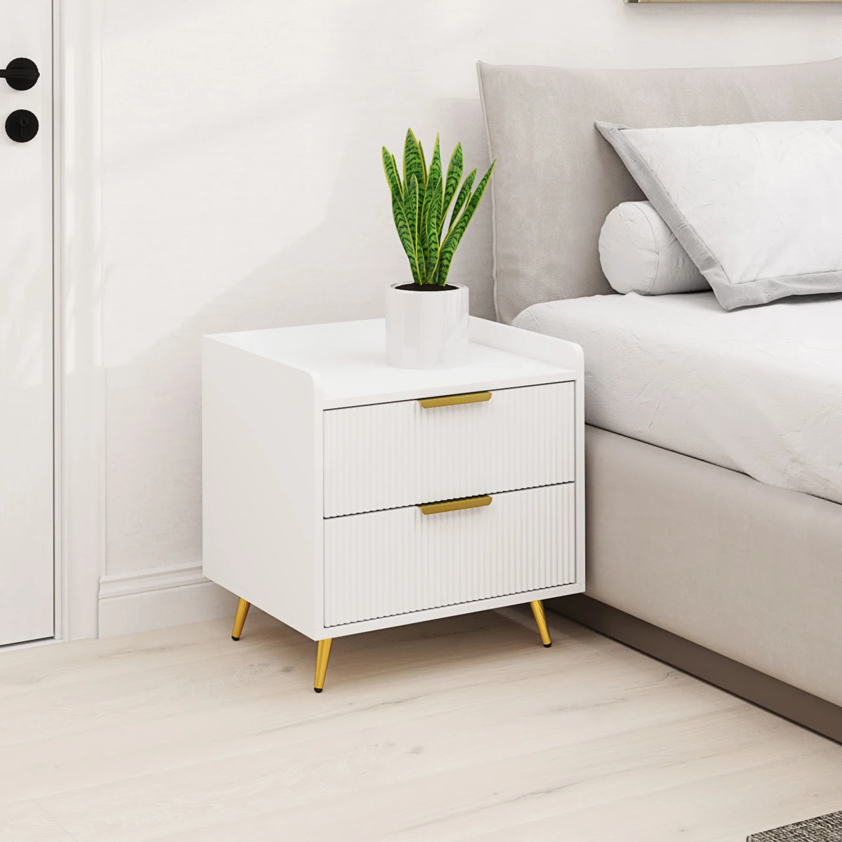 HOMCOM Bedside Table 60x40x50 cm With Anti Tip Straps Two Drawers For Bedroom And Living Room by HOMCOM