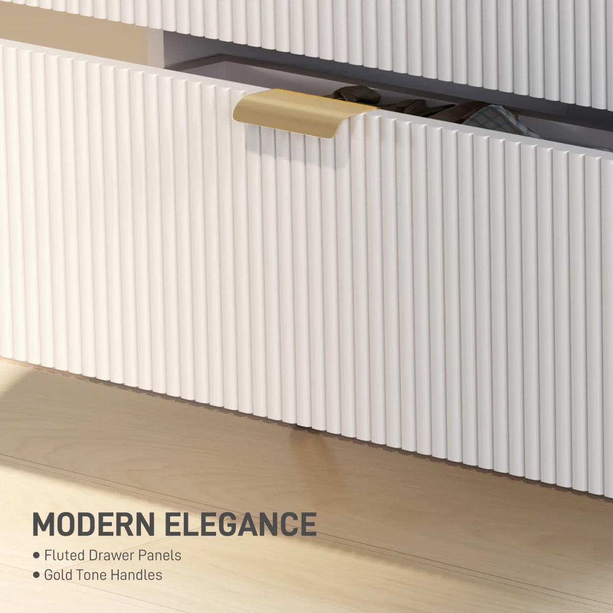 HOMCOM HOMCOM Chest Of Drawers 4-Drawer Standard Size Anti-Tipping Straps Gold Handles Bedroom Storage - Chest of Drawers