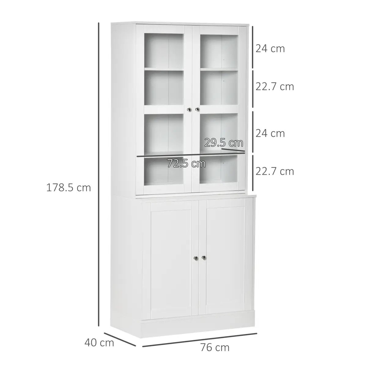 HOMCOM HOMCOM Modern Bookcase Display Storage Cabinet w/ Doors Adjustable Shelves - Display Cabinet