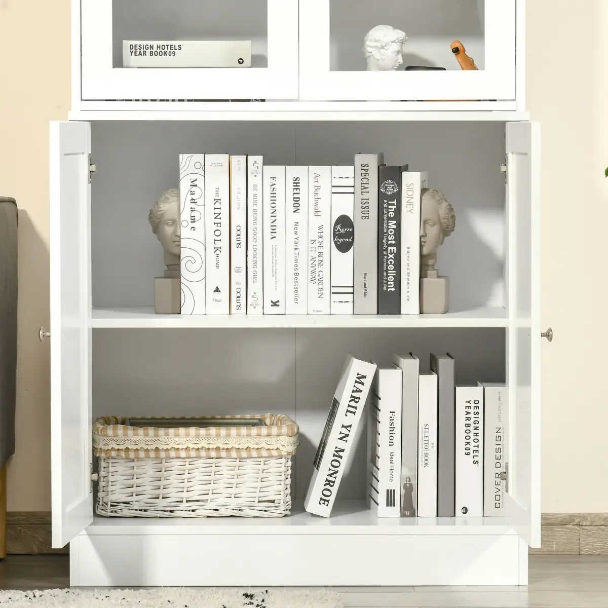 HOMCOM HOMCOM Modern Bookcase Display Storage Cabinet w/ Doors Adjustable Shelves - Display Cabinet