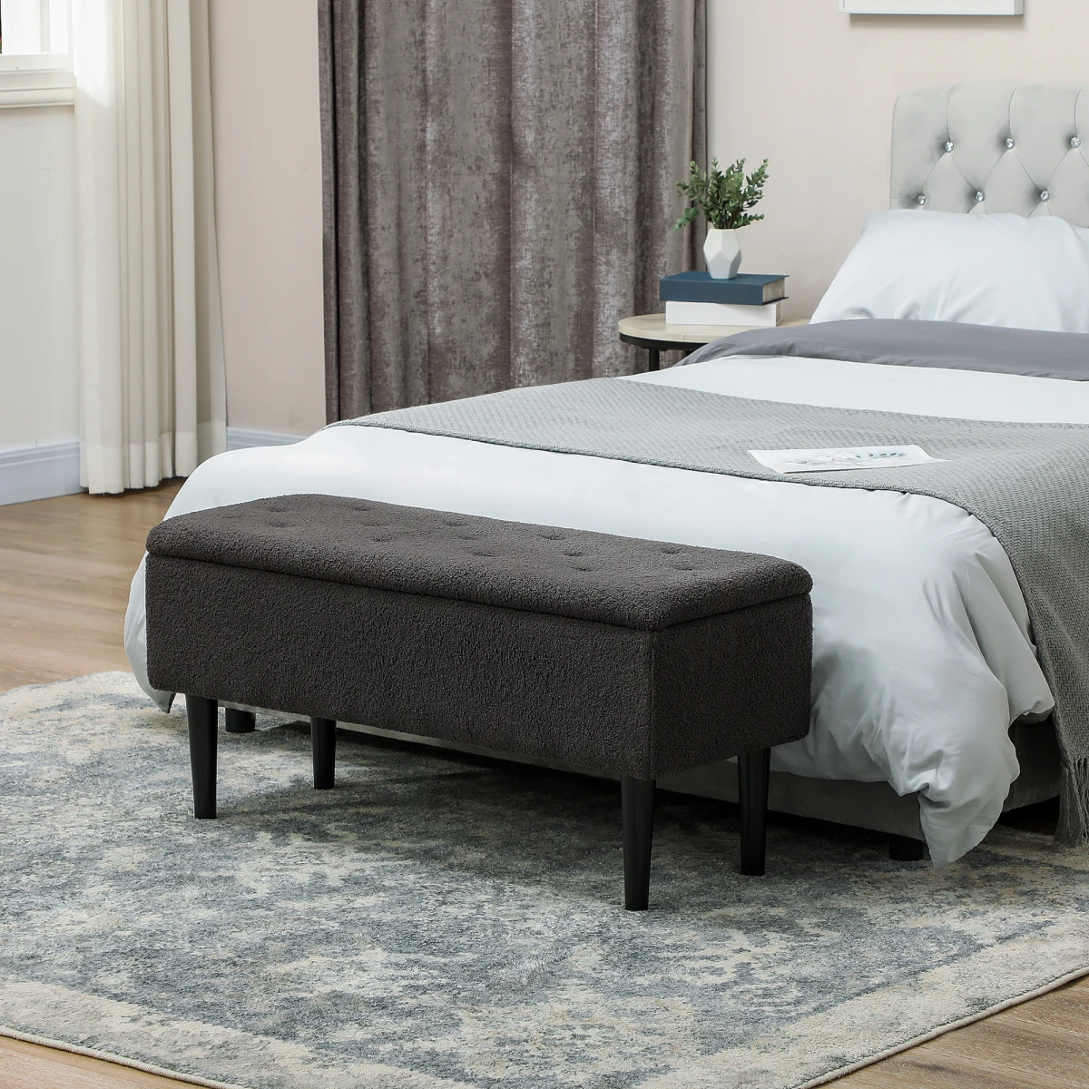 HOMCOM Ottoman 15in 47L Padded Seat Bedroom by HOMCOM