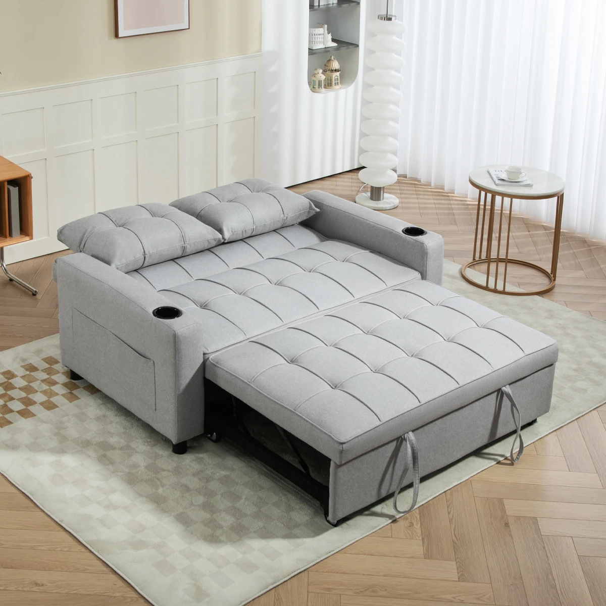HOMCOM HOMCOM Two Seater Sofa Bed With Pockets For Living Room - Sofa Bed