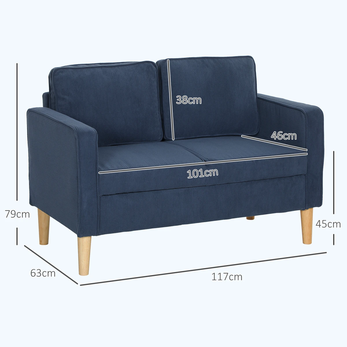 HOMCOM HOMCOM Sofa 95x46.5cm Under Seat Storage Small Spaces - Sofa
