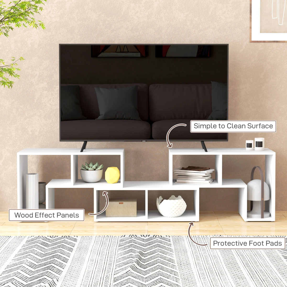 HOMCOM TV Unit Extendable 134-180cm With Open Shelves by HOMCOM