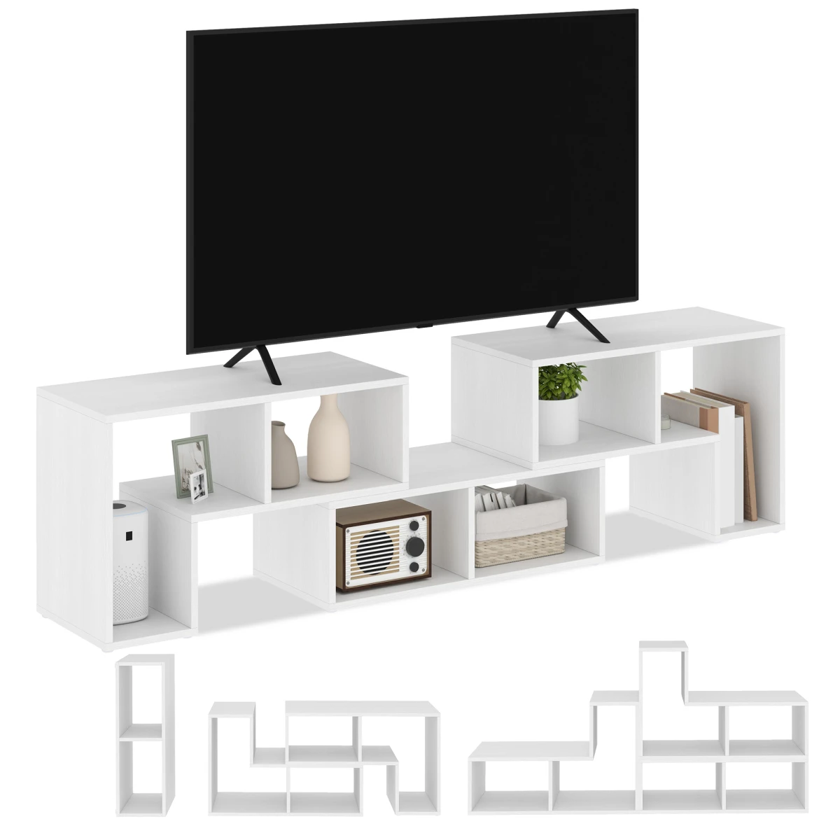 HOMCOM TV Unit Extendable 134-180cm With Open Shelves by HOMCOM