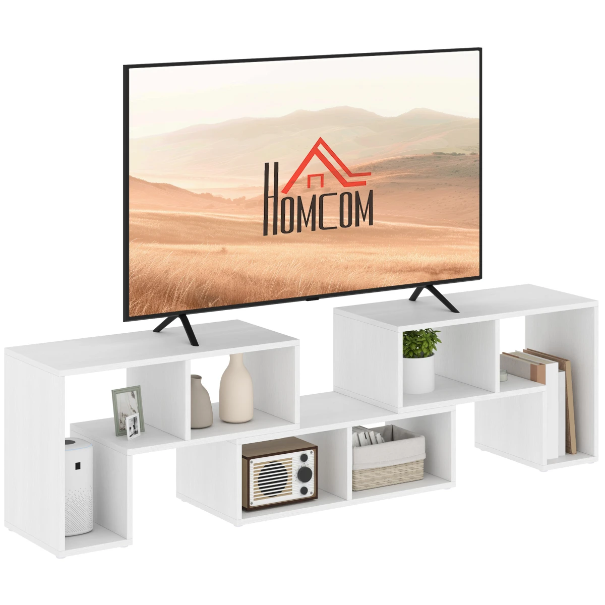 HOMCOM TV Unit Extendable 134-180cm With Open Shelves by HOMCOM