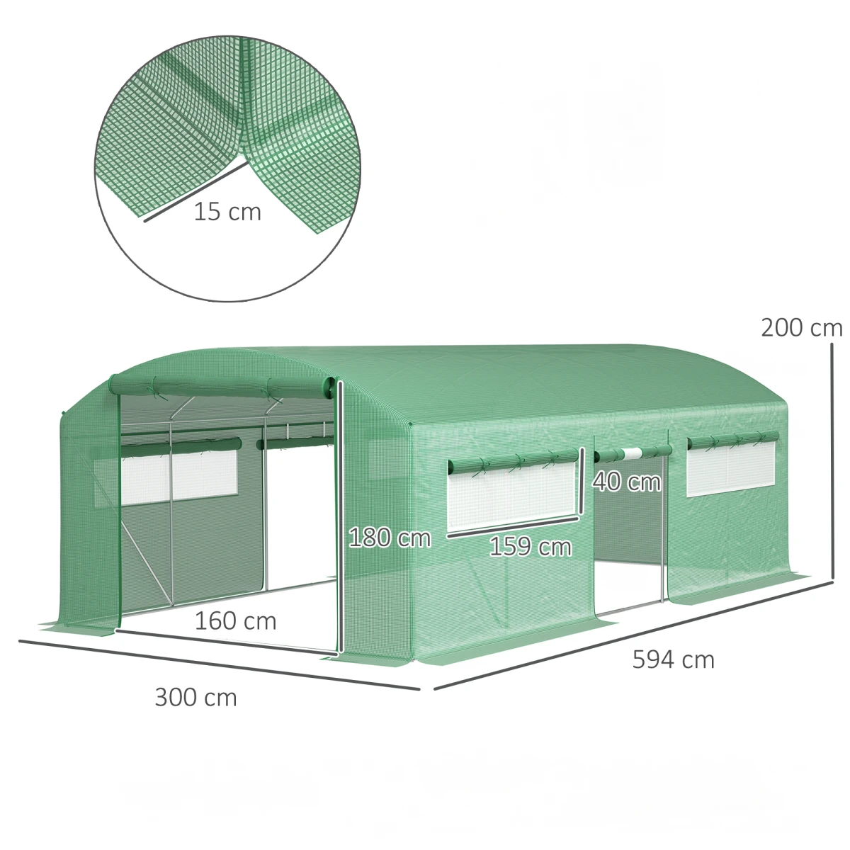 Outsunny Polytunnel 3x2x2m RollupDoors Gardeners by Outsunny