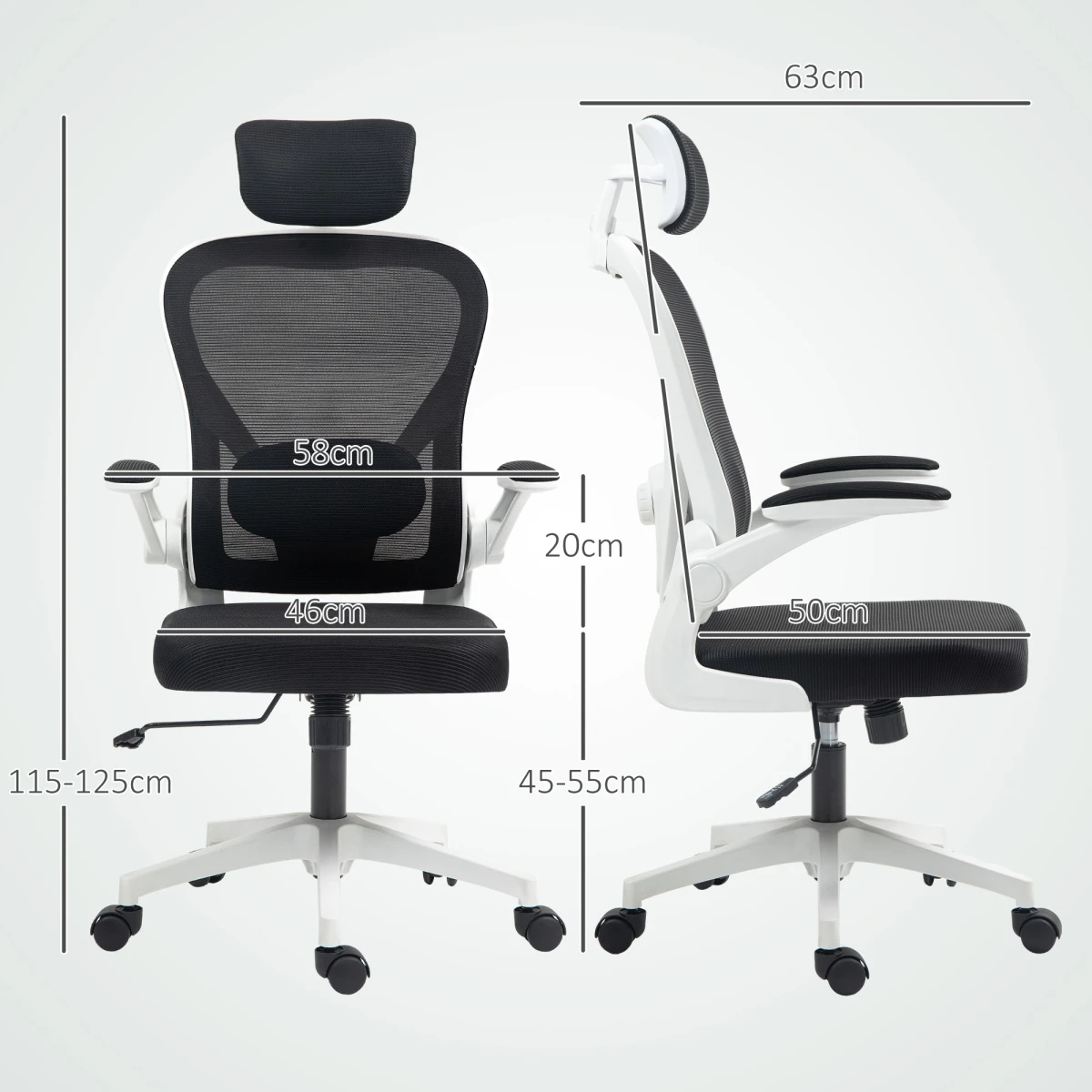 HOMCOM HOMCOM Executive Mesh Chair Headrest Lumbar for Home Office - Office Chair