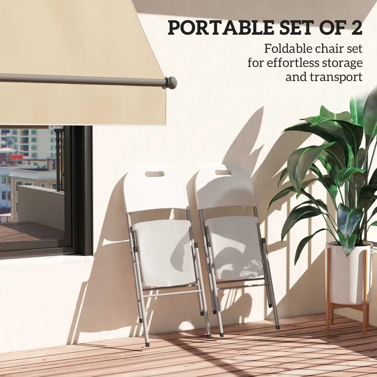 Outsunny Outsunny 2PCS Folding Chair with Steel Frame, Garden Chair Set - Folding Chairs