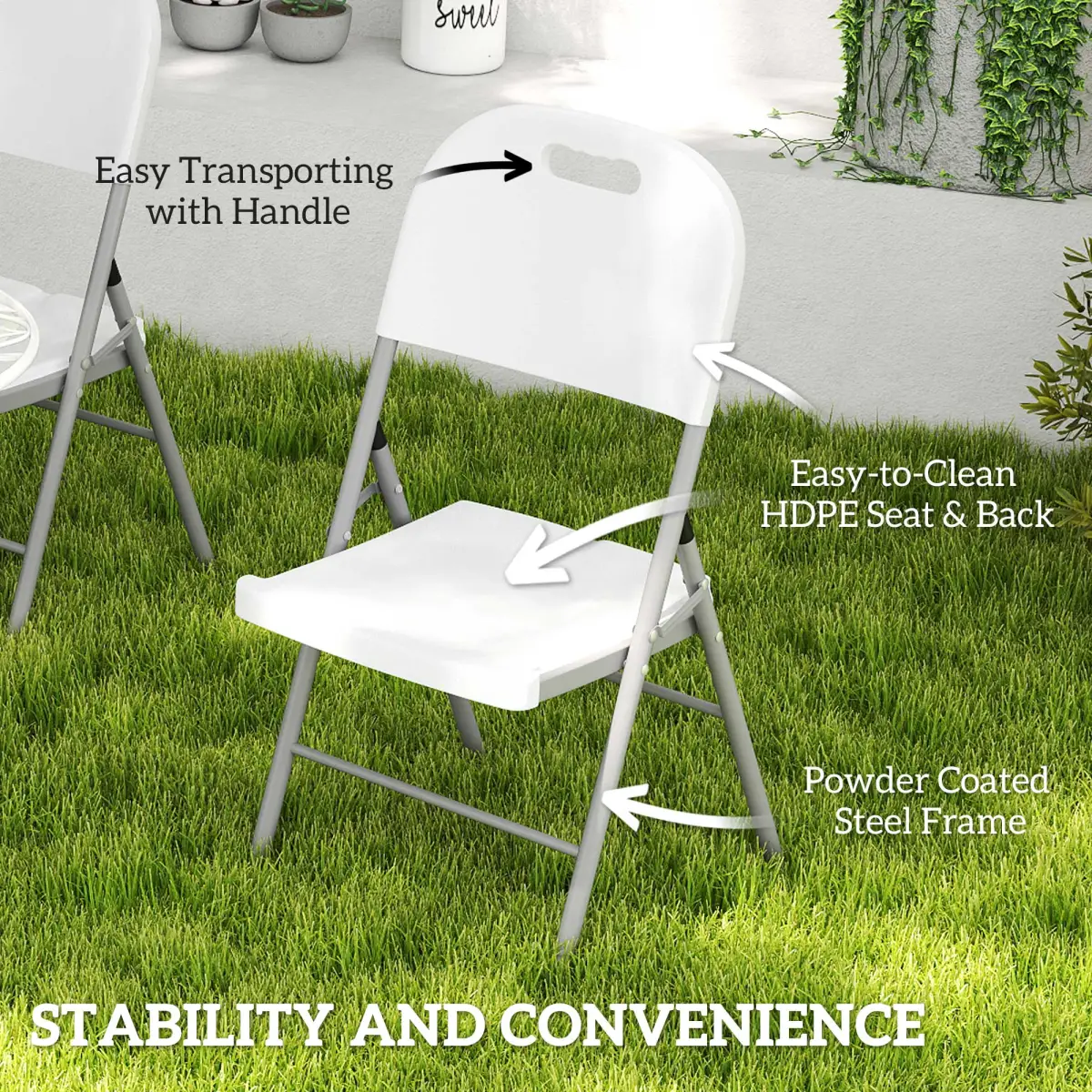 Outsunny Outsunny 2PCS Folding Chair with Steel Frame, Garden Chair Set - Folding Chairs
