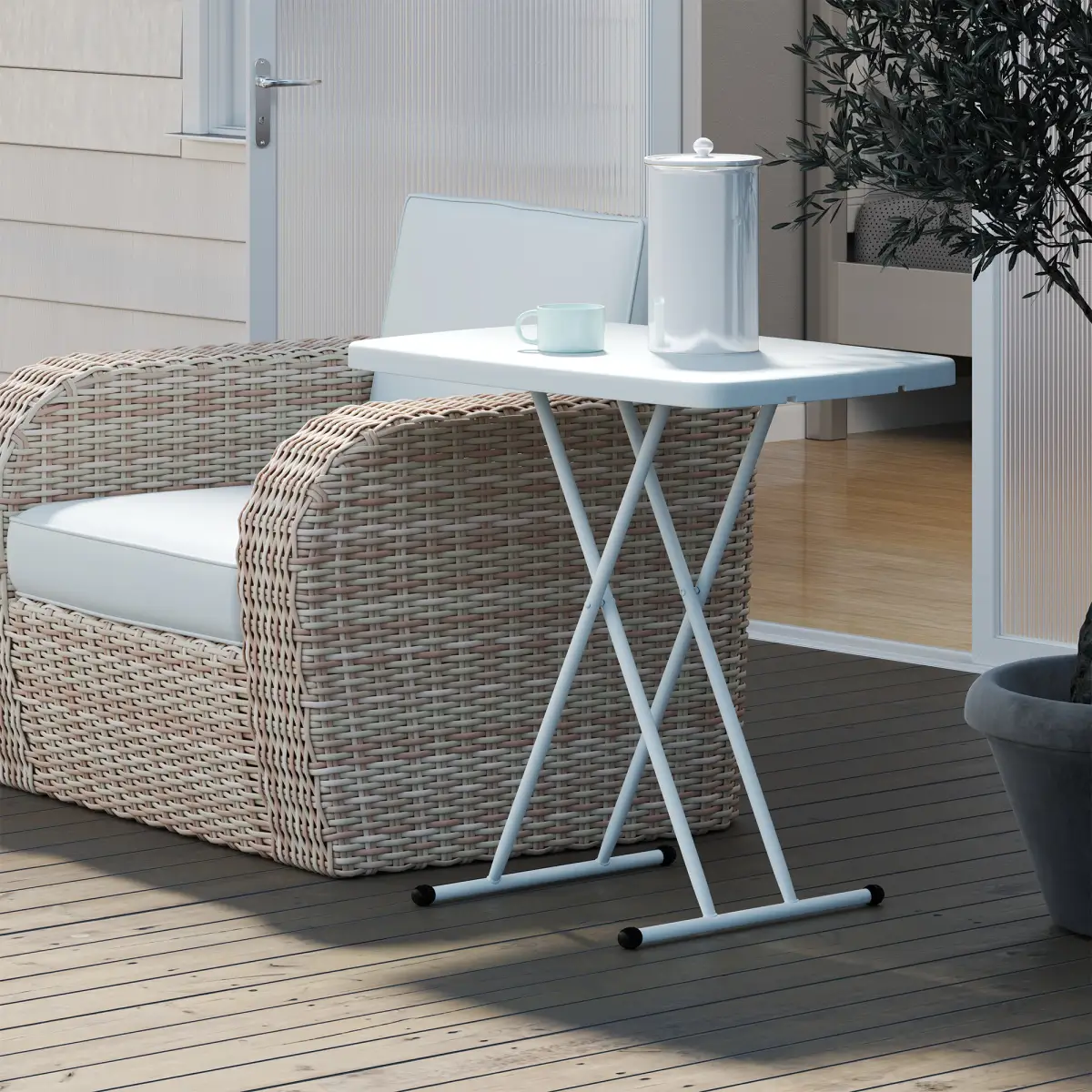 Outsunny Outsunny Folding Coffee Table, Height Adjustable Bistro Table - Garden Table
