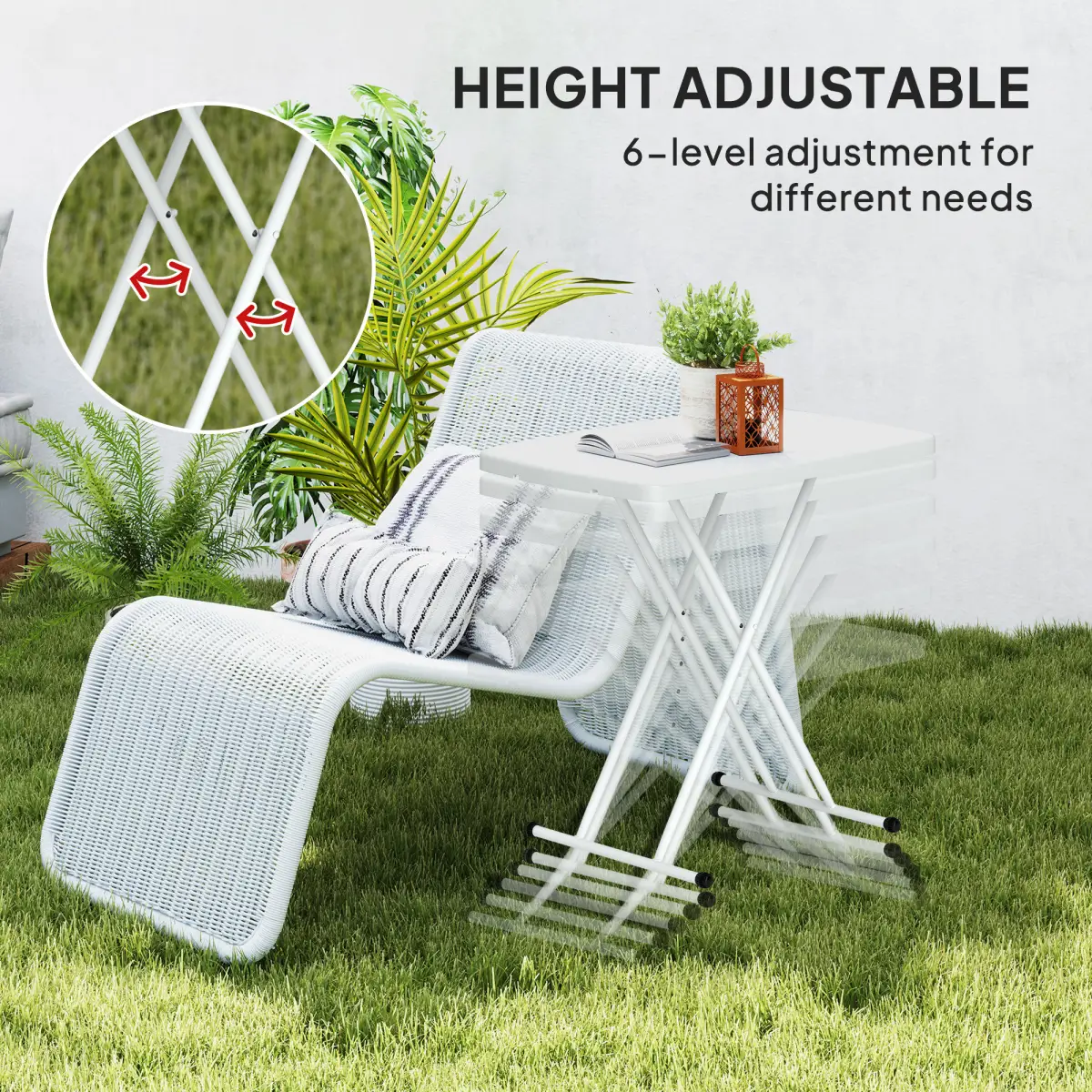Outsunny Outsunny Folding Coffee Table, Height Adjustable Bistro Table - Garden Table