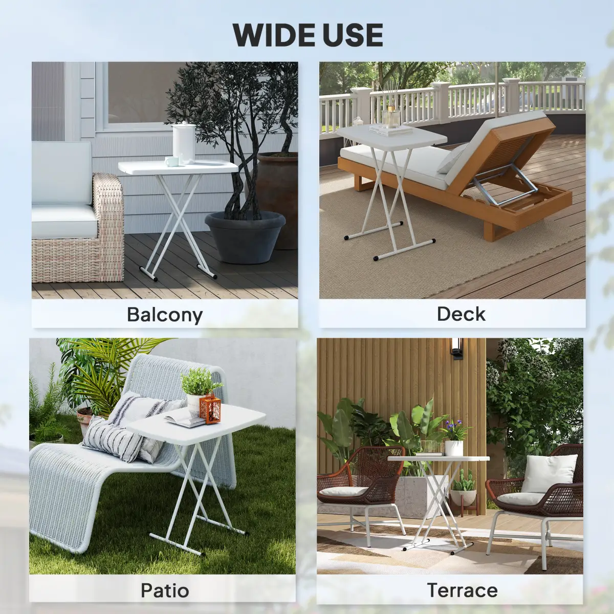 Outsunny Outsunny Folding Coffee Table, Height Adjustable Bistro Table - Garden Table