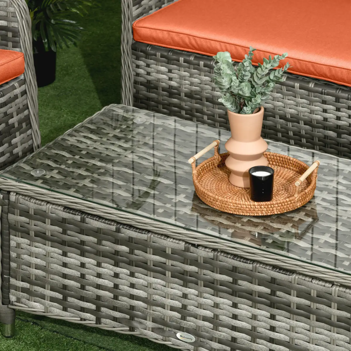 Outsunny Outsunny 4 Pieces Rattan Sofa Set Outdoor Conservatory Furniture with Cushions - Garden Sofa Sets