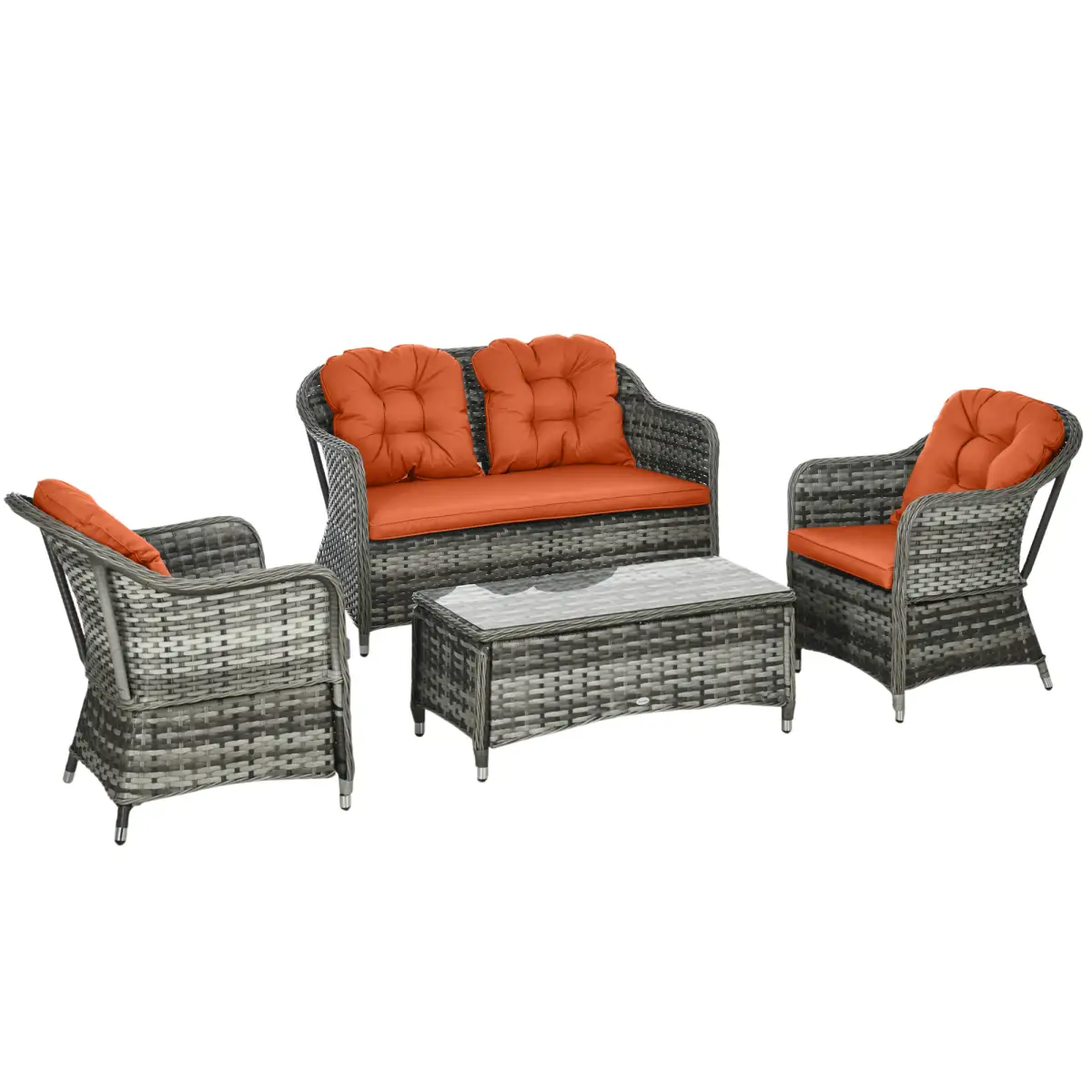 Outsunny Outsunny 4 Pieces Rattan Sofa Set Outdoor Conservatory Furniture with Cushions - Garden Sofa Sets