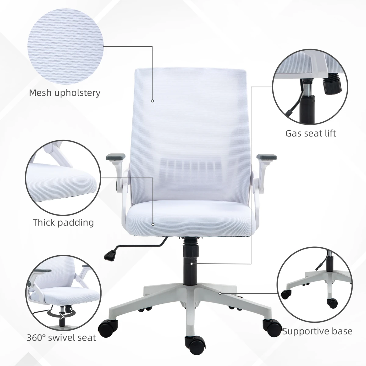 Vinsetto Vinsetto Mesh Chair 41-51cm Lumbar Support Home - Office Chair