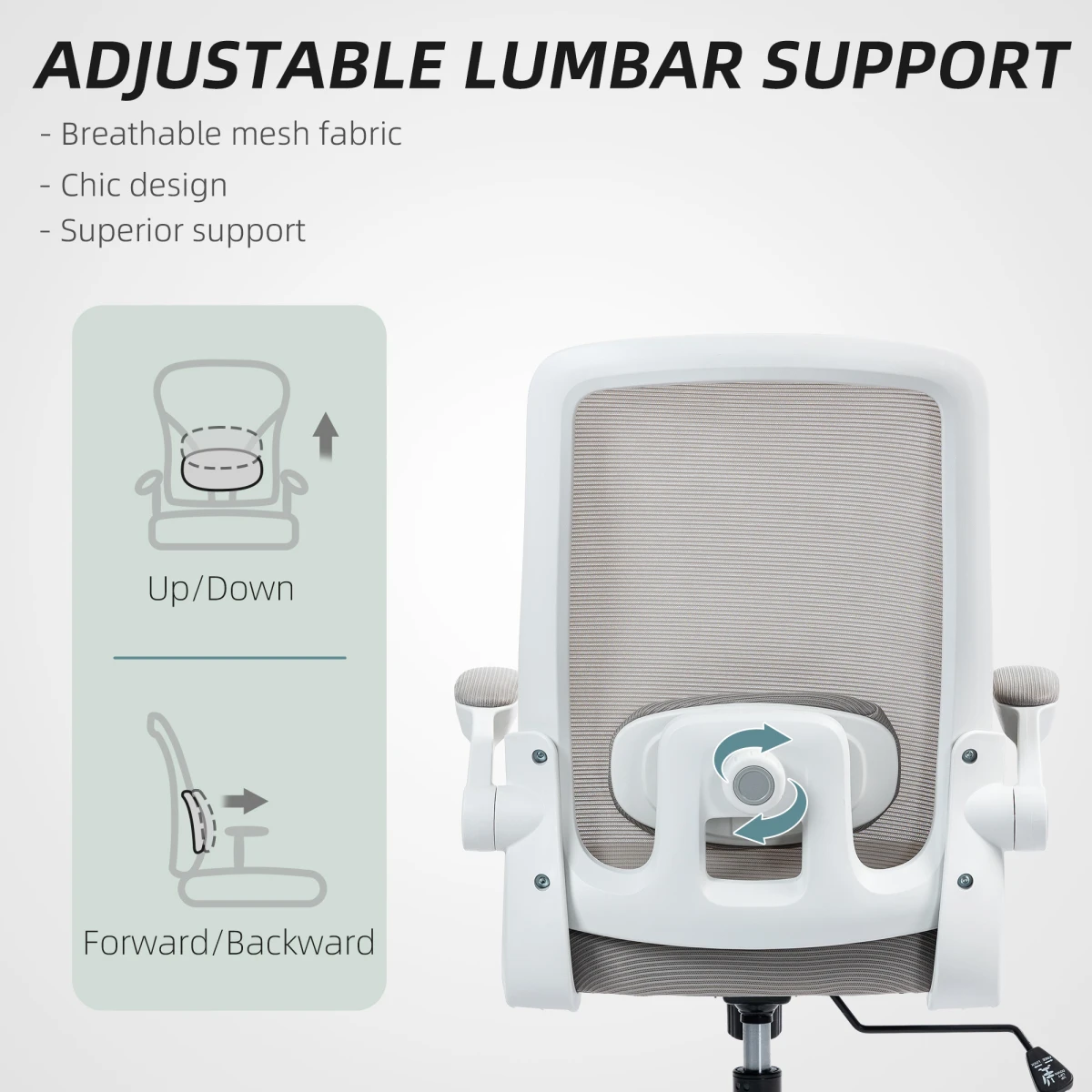 HOMCOM Mesh Desk Chair 40 To 50cm Height Tilt Lumbar Support Breathable For All Day Office Use by HOMCOM