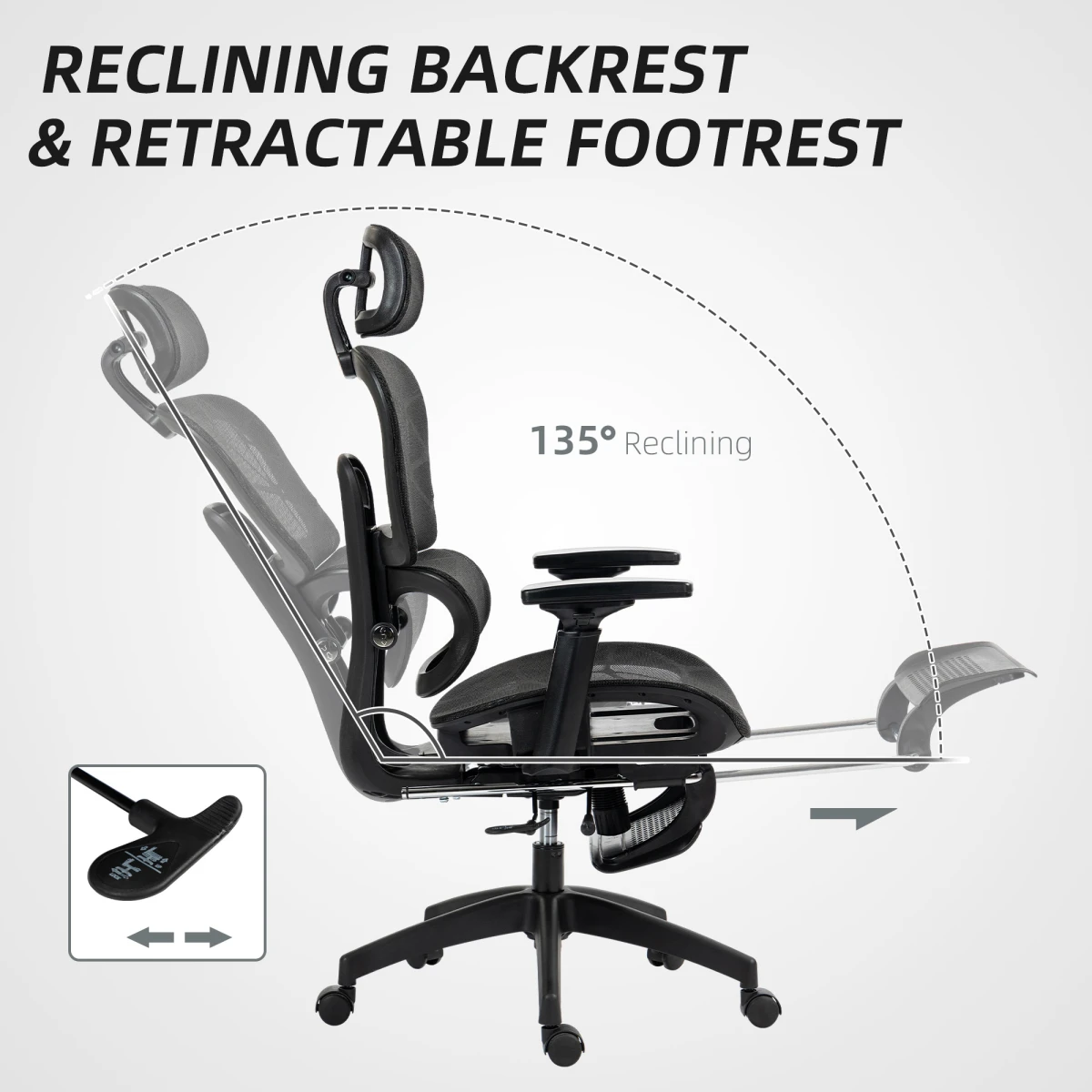 Homcom Ergonomic Office Chair Adjustable 3D Armrests Home by HOMCOM
