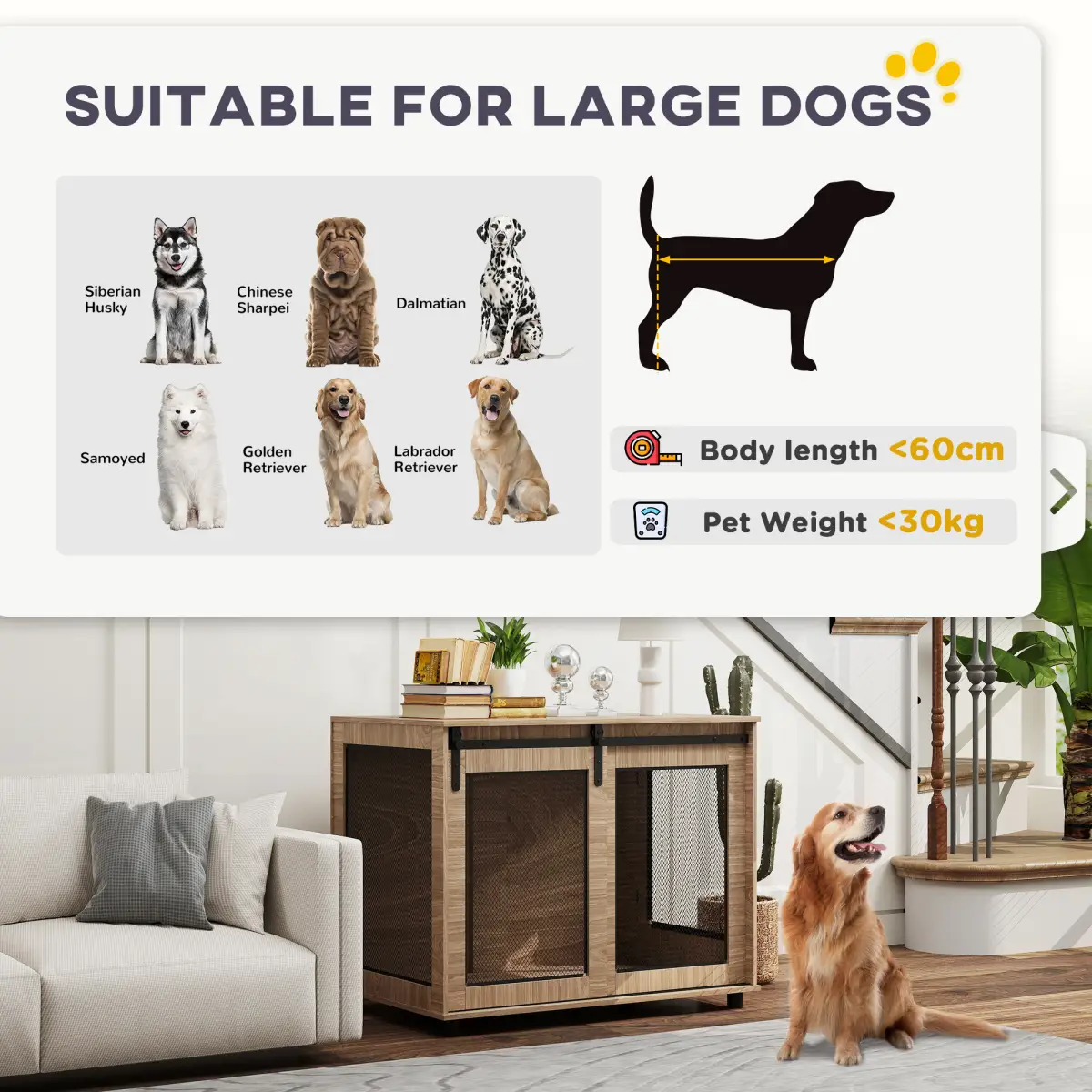 PawHut PawHut Dog Crate Furniture w/ Sliding Door, 80 x 58.5 x 63cm - Dog Crate