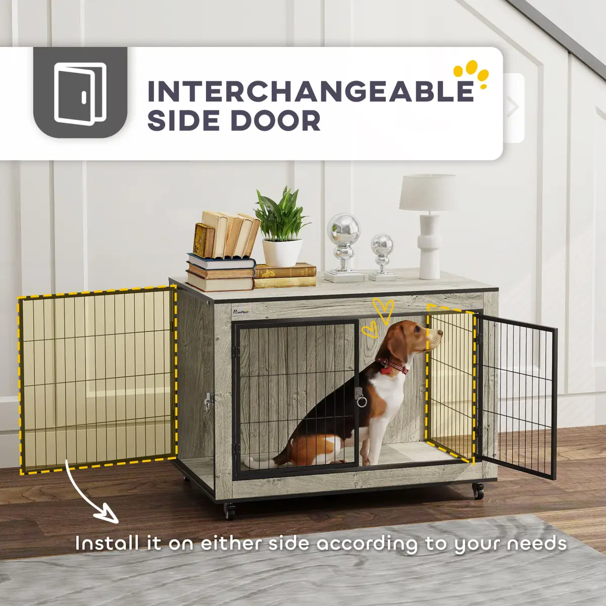 PawHut PawHut Dog Crate Furniture on Wheels, for Medium Dogs - Dog Crate