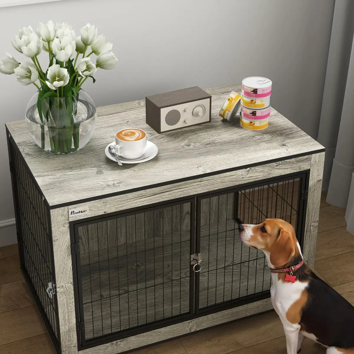 PawHut PawHut Dog Crate Furniture on Wheels, for Medium Dogs - Dog Crate