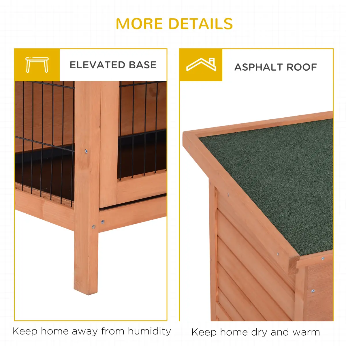 PawHut Rabbit Hutch for Two Rabbits Outdoor Guinea Pig Cage w/ Removable Trays - Rabbit Hutch