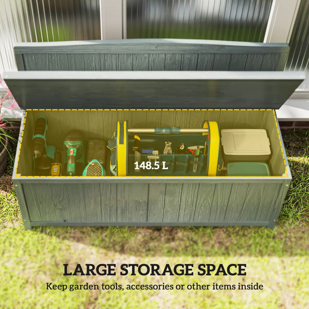 Outsunny Outsunny Wood Storage Bench for Patio, Outdoor Garden Seating - Garden Chairs