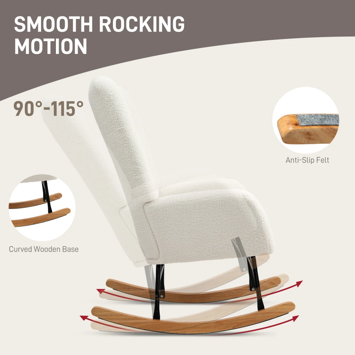 Comfy Rocking Chair Standard Teddy Fleece Home by HOMCOM