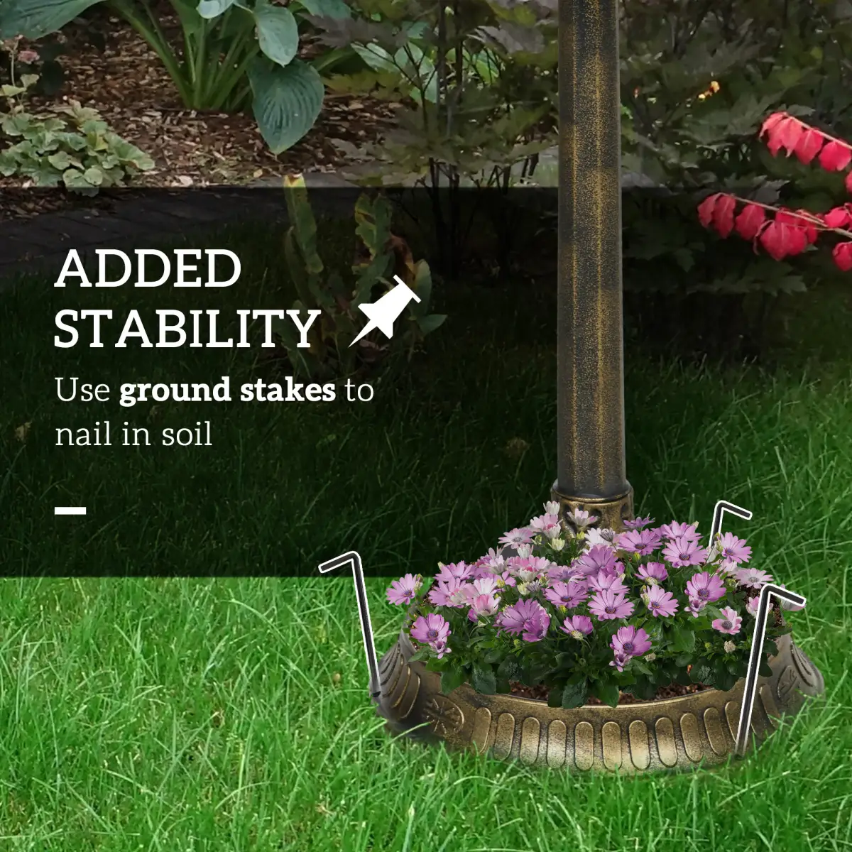 Outsunny Elegant Two-Basin Bird Bath & Feeder with Antique Finish - Bird Feeder