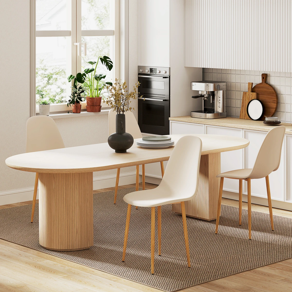 HOMCOM Modern Dining Chairs Set Standard Wooden Legs Home Dining - Accent Chair