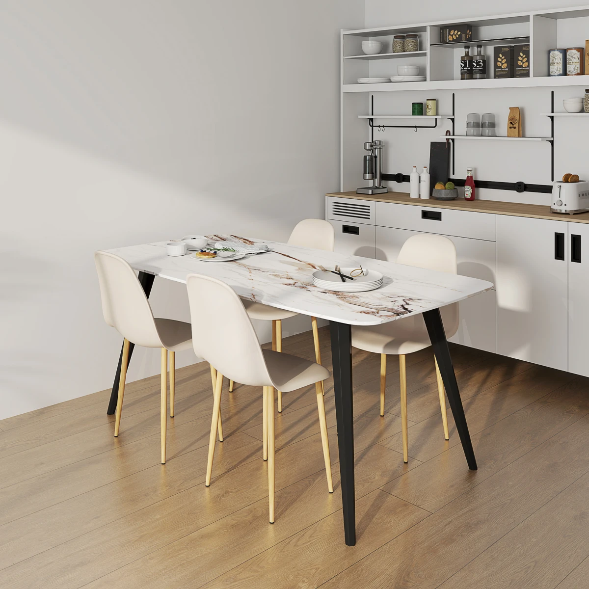Modern Dining Chairs Set Standard Wooden Legs Home Dining by HOMCOM