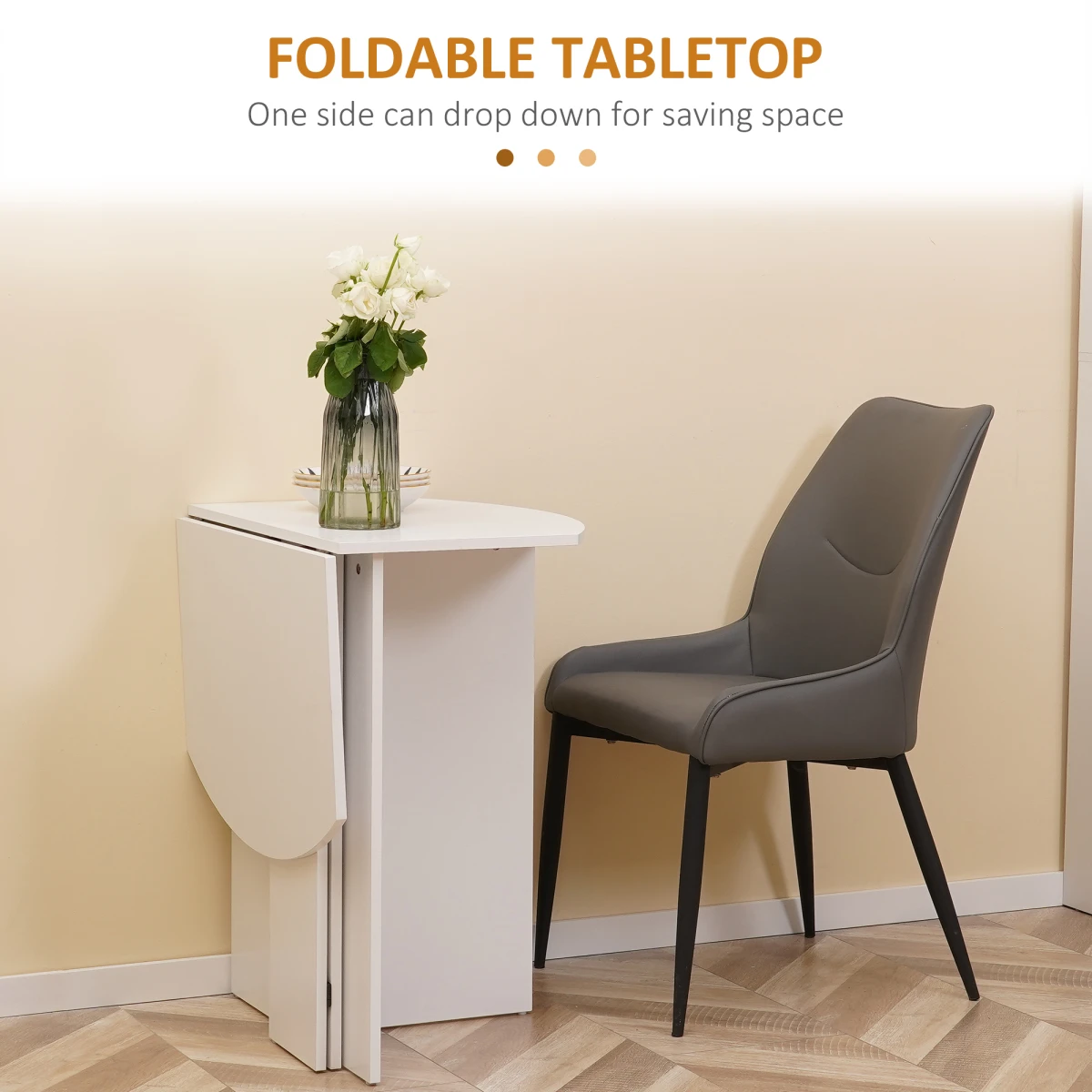Premium Oak Folding Dining Table Compact Oval 4 Person Space Saving Extendable for Small Kitchens by HOMCOM