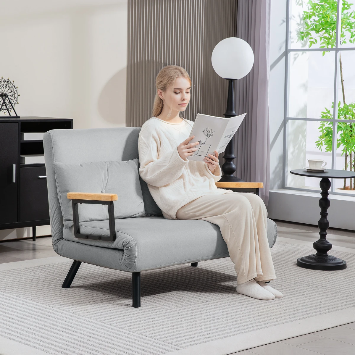 Modern Loveseat Bed 52inW FourInOneComfort For SmallSpaces by HOMCOM