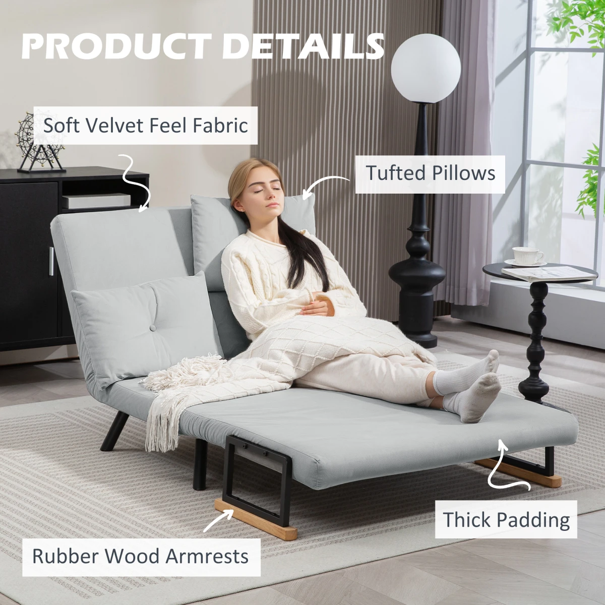 Modern Loveseat Bed 52inW FourInOneComfort For SmallSpaces by HOMCOM