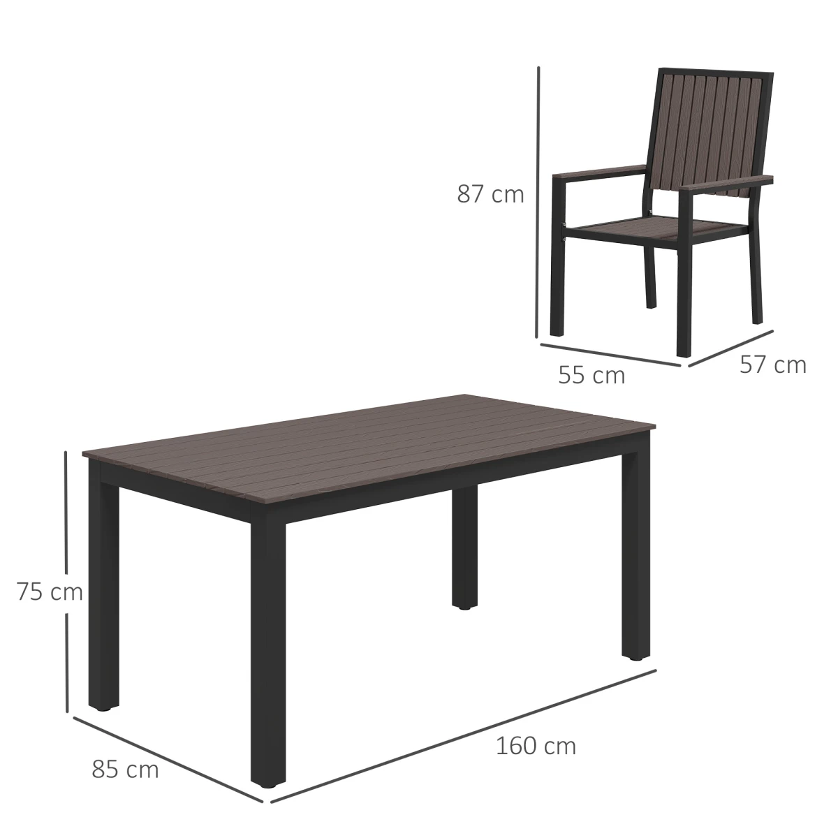 Outsunny Garden Dining Set 6-Seater Aluminium Rust-Resistant Stackable Chairs for Patio by Outsunny