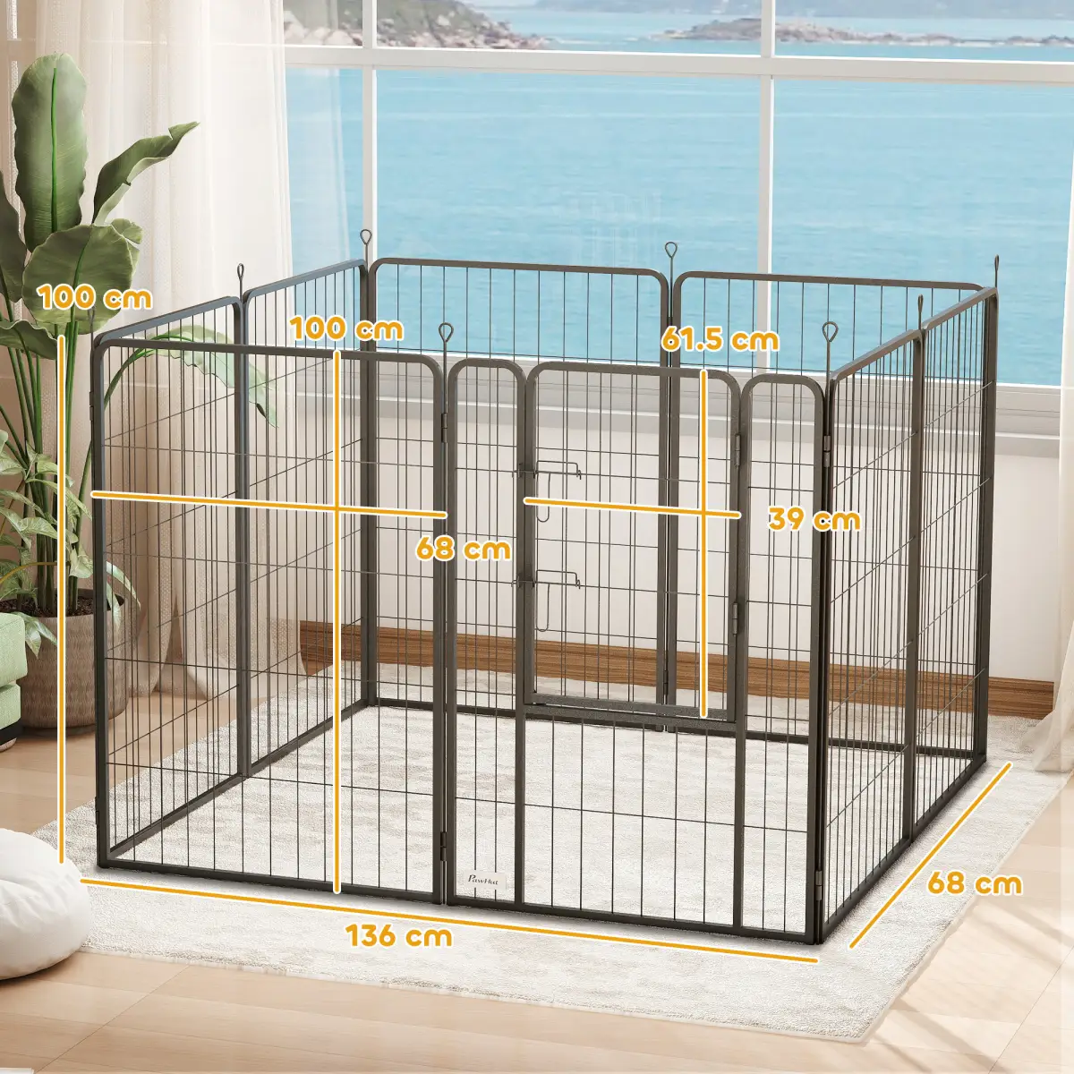 PawHut Foldable Steel Pet Enclosure - Secure Space for Pets - Versatile Design - Pet Playpen